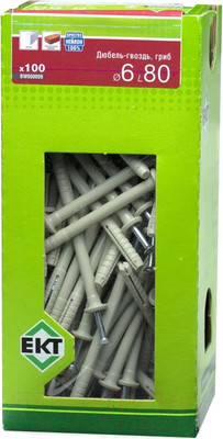 Дюбель-гвоздь ЕКТ Грибовидный 6x80 / BW000009 (100шт, нейлон)