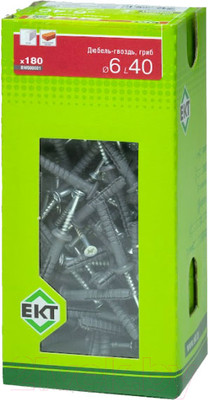 Дюбель-гвоздь ЕКТ Грибовидный 6x40 / BW000001 (180шт, полипропилен)