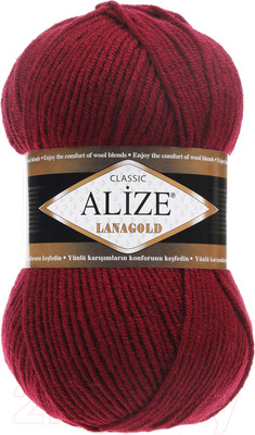 Пряжа для вязания Alize Lanagold 49% шерсть, 51% акрил / 57 (240м, бордовый)