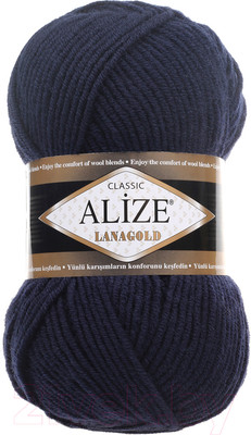 Пряжа для вязания Alize Lanagold 49% шерсть, 51% акрил / 58 (240м, темно-синий)
