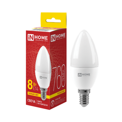 Лампа INhome LED-Свеча-VC 8Вт 230В Е14 3000К 760Лм / 4690612020426