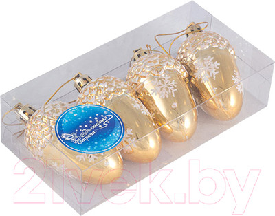 Набор елочных игрушек Волшебная страна Желудь / 007455 (4шт, золото)