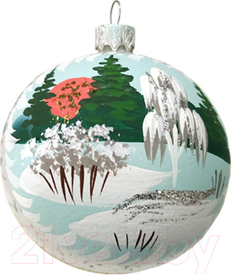 Шар новогодний Декарт Лесная опушка 8Ш0022 (8см, серебристый)