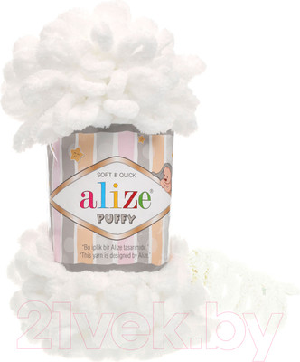 Пряжа для вязания Alize Puffy 100% микрополиэстер / 55 (9.2м, белый)