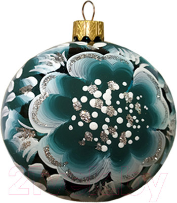 Шар новогодний Декарт Цветной узор 8Ш0030 (8см, бирюзовый)