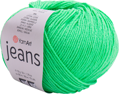 Пряжа для вязания Yarnart Jeans 55% хлопок, 45% полиакрил / 60 (160м, зеленая трава)
