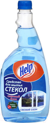 Средство для мытья стекол HELP Свежий озон сменный блок (750мл)