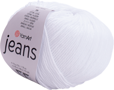 Пряжа для вязания Yarnart Jeans 55% хлопок, 45% полиакрил / 62 (160м, белый)