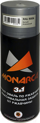 Грунт-эмаль Monarca По ржавчине 3в1 RAL 9006 (520мл, белый алюминий)