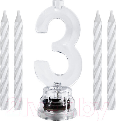Набор свечей для торта Золотая сказка Цифра-подсвечник 3 / 591426
