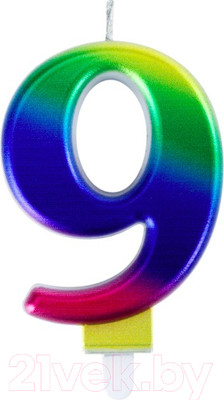 Свеча для торта Золотая сказка 9. Радужная / 591442