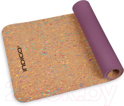 Коврик для йоги и фитнеса Indigo Sport Tpe IN285 (коричневый/фиолетовый)