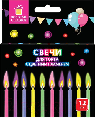 Набор свечей для торта Золотая сказка 591460 (12шт)