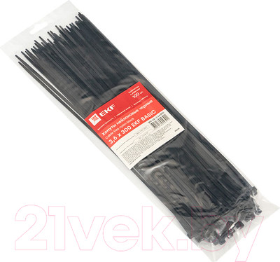 Стяжка для кабеля EKF Basic Plc-cb-3.6x300 (100шт, черный)
