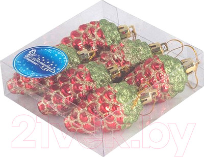 Набор елочных игрушек Волшебная страна Шишки / 007476 (6шт, красный)