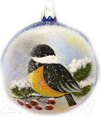 Шар новогодний Декарт Птичка-синичка 8Ш0046 (10см, синий)