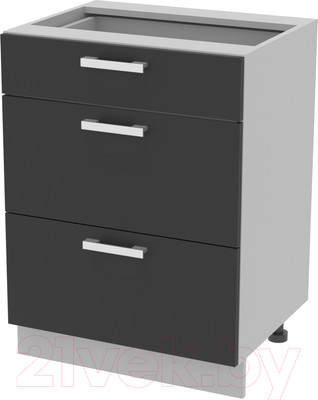 Шкаф-стол кухонный Интерлиния Компо НШ60рш3 1м+2б (антрацит)