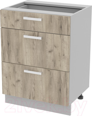Шкаф-стол кухонный Интерлиния Компо НШ60рш3 1м+2б (дуб серый)