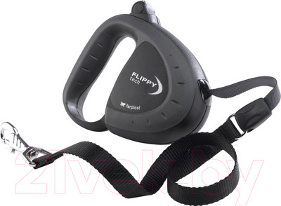 Поводок-рулетка Ferplast Flippy Tech Tape L (5м, черный)