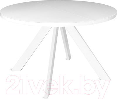 Обеденный стол Listvig Oliver раздвижной D120-160x750 (белый/белый)