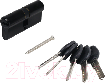 Цилиндровый механизм замка Аллюр HD F 70-5K Black перфорированный ключ (черный)