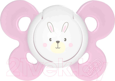 Пустышка Chicco Physio Comfort Зайчик / 00074911110000.1 (розовый)