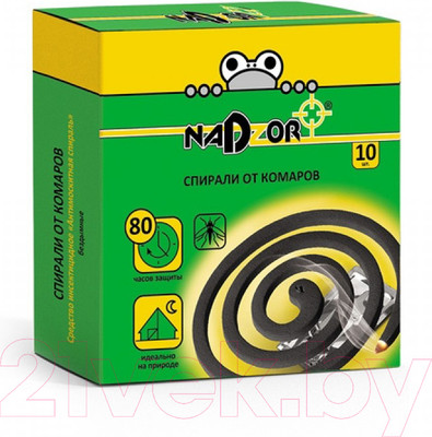 Набор спиралей от насекомых Nadzor Малодымные  (10шт, черный)