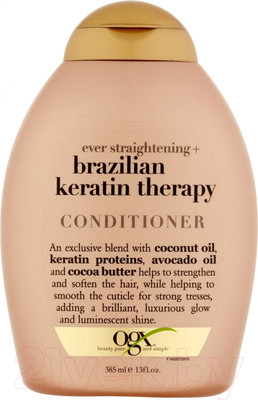 Кондиционер для волос OGX Разглаживающий для укрепления волос бразильский кератин (385мл)