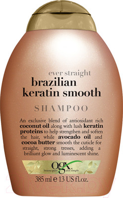 Шампунь для волос OGX Разглаживающий для укрепления волос бразильский кератин (385мл)
