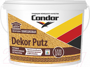 Штукатурка готовая декоративная CONDOR Dekor Putz камешковая 1.5мм (25кг, белый)