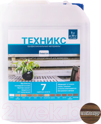 Пропитка для дерева Техникс Акватон (5кг, палисандр)