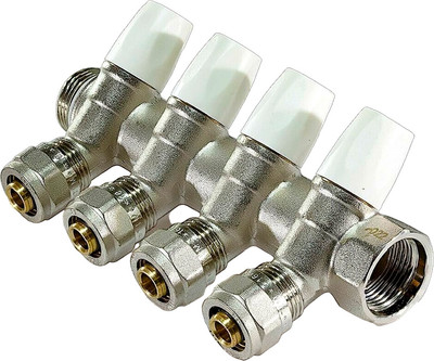 Коллектор отопления Tim С кран-буксами 3/4 гш x 16ц., 4 выхода / 135-3/4-16-4