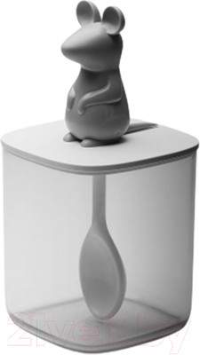 Емкость для хранения Qualy Lucky Mouse Seasoning / QL10365-CL-GY (с ложкой)