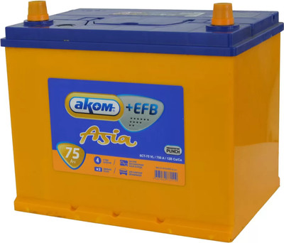 Автомобильный аккумулятор AKOM Asia 6СТ-75VL +EFB L+ 750A (75 А/ч)