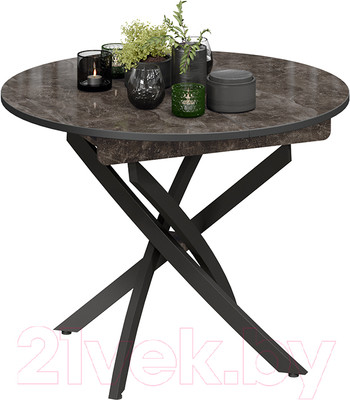 Обеденный стол ТриЯ Diamond тип 3 (черный муар/ателье темный глянец)