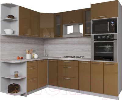 Кухонный гарнитур Interline Gloss 1.68x2.4 левая (капучино/капучино)