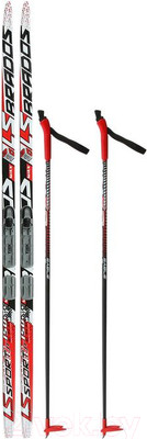 Комплект беговых лыж STC NNN Тrек Active автомат 195/155 (красный)