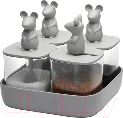 Набор емкостей для хранения Qualy Mouse Seasoning / QL10366-CL-GY (4шт)
