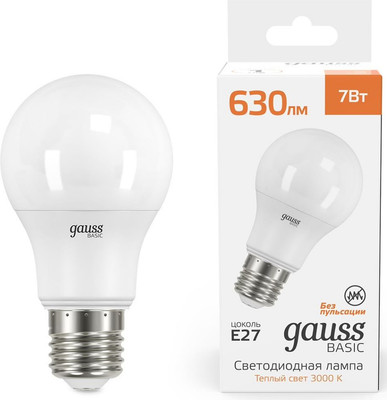 Лампа Gauss Basic Е27 7W 3000K / 10202172