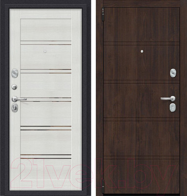 Входная дверь el'Porta Porta R-3 8.П28 98x205 (левая, Almon 28/Bianco Veralinga MG/Лунный камень)