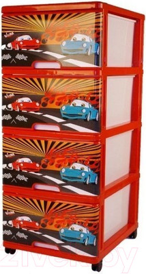 Комод пластиковый Dunya Тачки (красный)