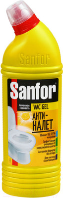 Чистящее средство для унитаза Sanfor WC Gel Антиналет, Лимонная свежесть (1л)