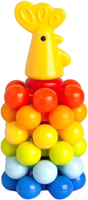 Развивающая игрушка Русский стиль Пирамида. Петушок с шариками / 9248