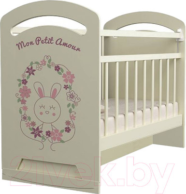 Детская кроватка VDK Mon Amur колесо-качалка с маятником (слоновая кость)