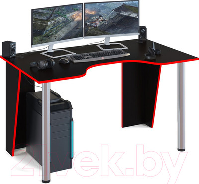 Компьютерный стол Сокол-Мебель КСТ-18 (черный/красный)