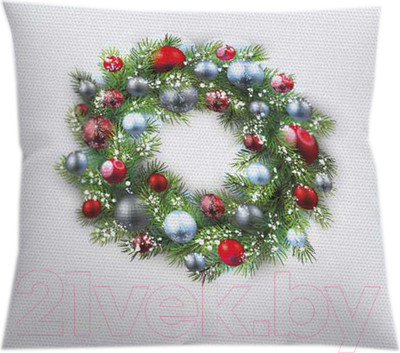 Наволочка декоративная JoyArty Яркий праздничный венок / sl_21485