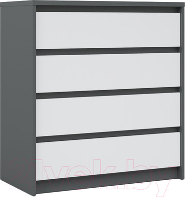 Комод Империал Мишель 4 ящика (антрацит/белый жемчуг)
