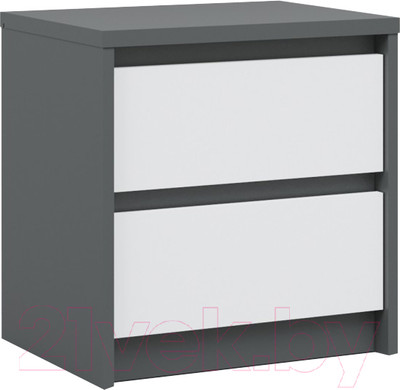Прикроватная тумба Империал Мишель 2ящ (антрацит/белый жемчуг)