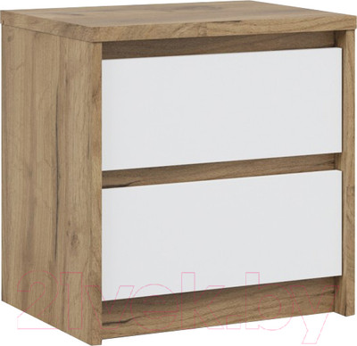 Прикроватная тумба Империал Мишель 2ящ (дуб крафт золотой/белый жемчуг)