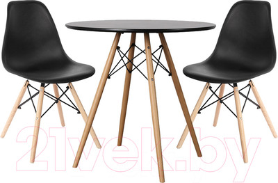 Обеденная группа Mio Tesoro ST-001Ф80/SC-001 (черный/дерево)